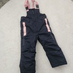 Lily & Dan Toddler Girls 3T Snow Bibs Navy Pink Insulated Ski Pant